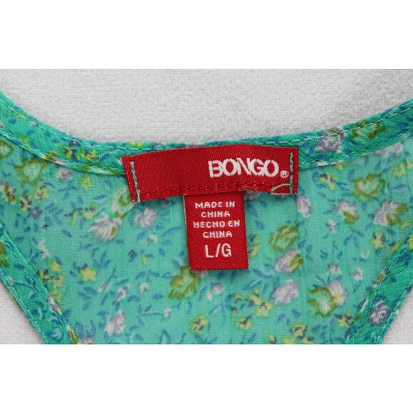 Bongo Green Floral Racerback Tank Top Size Large - Picture 3 of 7